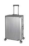 Travelhouse 100% Aluminium Reisekoffer Silber L-72cm Hartschalenkoffer 2X TSA Zahlenschloss 4 Silent...