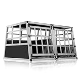 CADOCA® Hundetransportbox Aluminium Hundebox Kofferraum robust verschließbar trapezförmig XL...