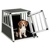 GYMAX Alu Hundetransportbox, Hundebox Auto Kofferraum mit Sicherheitsverschluss, leicht & stabil,...