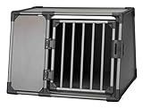 TRIXIE Hunde-Transportbox, Aluminium, L: 92 x 64 x 78 cm, grafit, rutschfste Liegematte, Klettleiste...