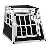 Juskys Alu Hundetransportbox M - 69×54×51 cm - Auto Hundebox robust & pflegeleicht — Gittertür...