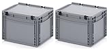 Auer Packaging 2x Eurobehälter 40 x 30 x 28,5 mit Scharnierdeckel inkl. gratis Zollstock * 2er Set