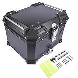 GLOSSY AUTO PARTS Schwarzer 45L Universal-Motorrad-Topcase, wasserdichte...