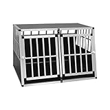 EUGAD Hundetransportbox Alu Doppel Hundebox Reisebox für große Hunde Husky Samojede Weimaraner...