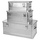 ONVAYA Alubox 3er Set stapelbar | Alukisten mit Deckel | Transportkiste | Aluminiumkiste |...