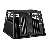 Relaxdays Hundebox Auto, doppelte Hundetransportbox Kofferraum, abgeschrägt, Trennwand, HBT 68 x...
