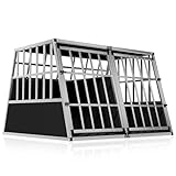 CADOCA® Hundetransportbox Aluminium Hundebox Kofferraum robust verschließbar trapezförmig XXL...
