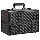 Yaheetech Schminkkoffer schwarz Kosmetikkoffer Alu Werkzeugkoffer Nagel Koffer Beauty Case 34,7 x...