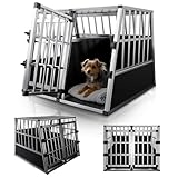 Juskys Alu Hundetransportbox XL - 96x90x71 cm - Auto Hundebox robust & pflegeleicht - 2 Gittertüren...