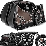 GQDGCU Motorrad Satteltasche Große, Leder Motorradtasche Wasserdicht, Motor Gepäcktasche mit Cup...